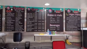Vegan toppings and cones clearly marked on menu at Babes Ice Cream in Milwaukee
