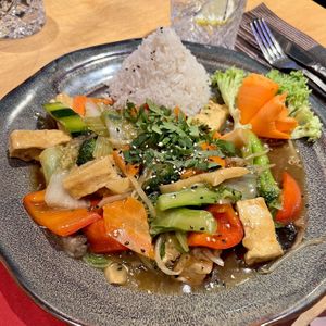 fried veggies with tofu and vegan fishsauce  at Mizuki in Rheinfelden