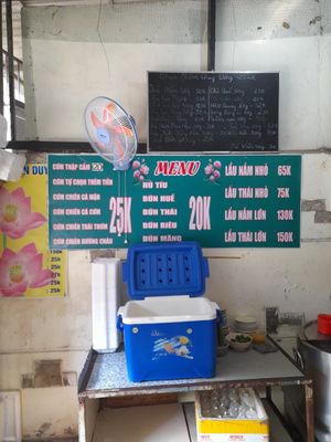 Menu on the wall at Cơm chay thiện duyên in Ho Chi Minh City