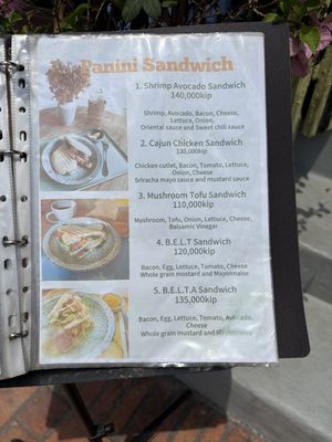 Menu  at Café Le Petit Prince 2 in Luang Prabang