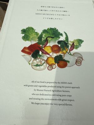 Menu  at MIHO MUSEUM in Koka