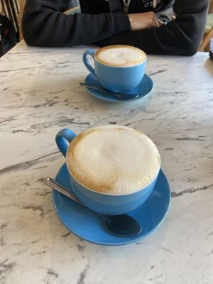 Cappuccino with soya  at Ella's Cafe Lounge in Paignton