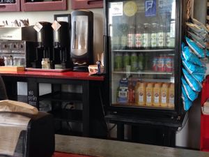 Beverage and fixings area at Pingala Cafe in Burlington