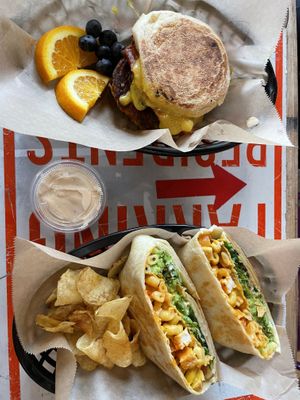 Buffalo Mac Crunchwrap down below  at Pingala Cafe in Burlington