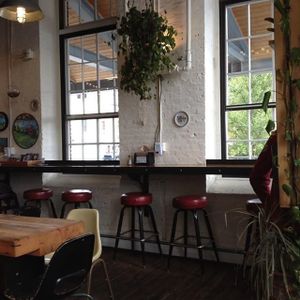 comfy stools  at Pingala Cafe in Burlington