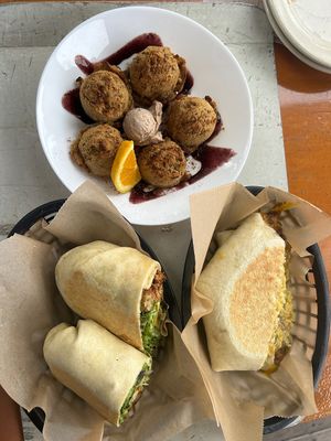 french toast puffs , ceaser wrap, crunch wrap supreme   at Pingala Cafe in Burlington