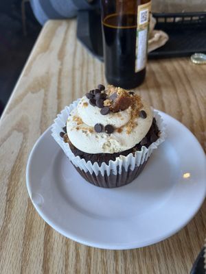 Chocolate peanut butter cupcake  at Pingala Cafe in Burlington