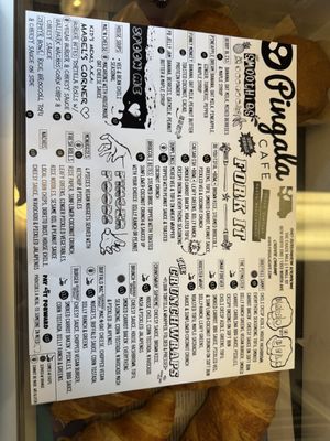 menu (daily specials not listed)  at Pingala Cafe in Burlington