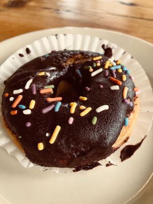 Vegan chocolate donut at Pingala Cafe in Burlington