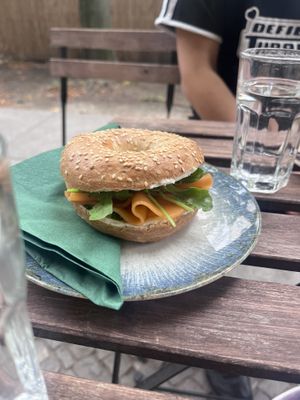 Vegan salmon bagel  at Café Vegardie in Berlin