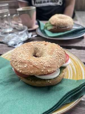 Pesto bagel  at Café Vegardie in Berlin