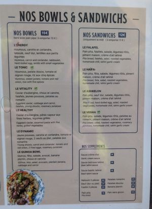 Menu at La Cantine de Sam - Rue Androuet in Paris