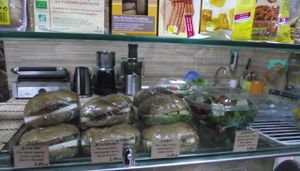 Affordable vegetarian and vegan 'Tofu' sandwiches - 1,5 Euro.Salads - 2 Euro at Zelen Bio in Sofia