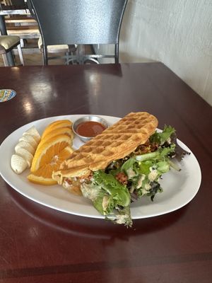 GF/V Spicy Vegan Wafflewich  at TIABI Coffee & Waffle Bar - Maryland Pkwy in Las Vegas