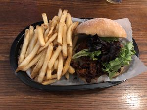 Cauliflower burger  at The Burger Stand at the Casbah in Lawrence