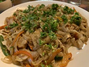 Vegan pad Thai. So delicious!  at The Dreaming Tree in Tiruvannamalai