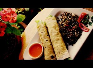 yummy wrap at The Dreaming Tree in Tiruvannamalai