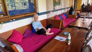 Comfy couches at The Dreaming Tree in Tiruvannamalai