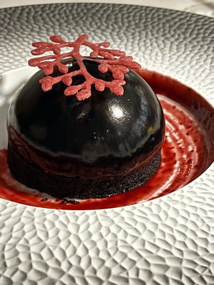 Candy Bar Mousse Cake. Beyond being fun to look at, it’s fun to eat. Tastes like an elevated childhood treat and it got better and better with each bite.   at Reverie Restaurant and Cocktail Bar in Brooklyn