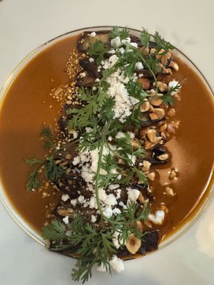 Fire roasted eggplant—highly recommend   at Reverie Restaurant and Cocktail Bar in Brooklyn