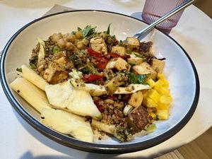 Quinoa jerk bowl with tofu  at Clean Slate Cafe in Omaha