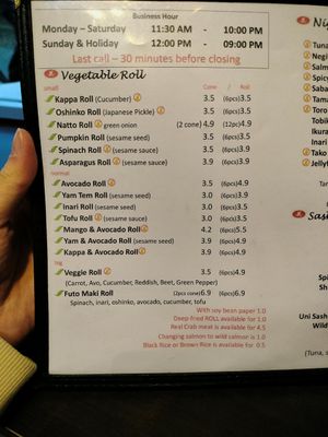 Vegan sushi at Ginger Sushi in Vancouver