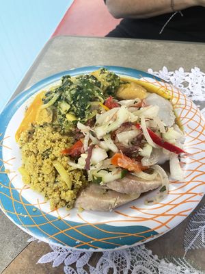 Our hot meal! Yum!   at Mokocho Cuisine in Castries City