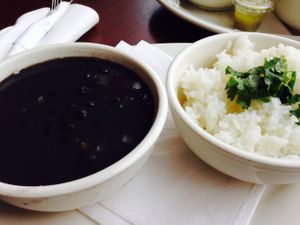 Vegan black beans and rice at My Little Bistro in Washington