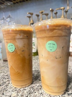 caramel cold brew with oatmilk at Catnip Café and Lounge in Plant City
