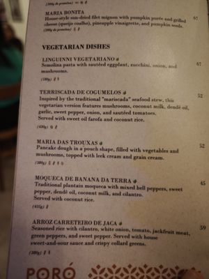 Mains at Poró Restaurante & Bar in Salvador