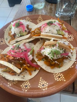 Vegan taco at Vegetariano Mar y Tierra in Tulum