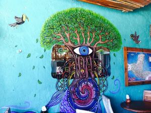 Creative art, colorful space in El Vegetariano at Vegetariano Mar y Tierra in Tulum