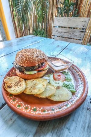 Champiburger, El Vegetariano at Vegetariano Mar y Tierra in Tulum