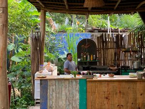 Amazing authentic kitchen outside at the back of the restaurant. at Vegetariano Mar y Tierra in Tulum