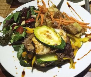 Oven Roasted Napoleon with Carrots and Potatoes at Ocean Park Cafe in San Juan