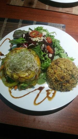 Veggie lasagna side of quinoa  at Ocean Park Cafe in San Juan