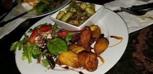 vegan gnocchi with maduros on the side at Ocean Park Cafe in San Juan