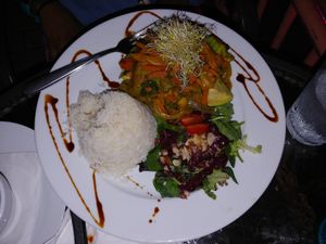 Avocado with curry veggies  at Ocean Park Cafe in San Juan