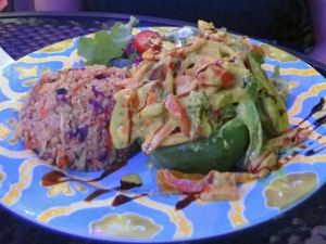 Quinoa and avocado stuffed with curry veggies at Ocean Park Cafe in San Juan