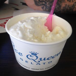 coconut and pineapple ice cream  at Ice Queen Gelato in Athens