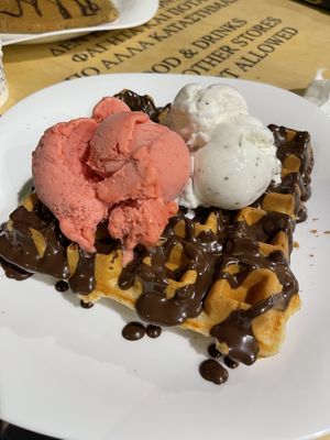 Strawberry and limoncello ice cream  at Ice Queen Gelato in Athens