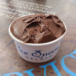 Vegan chocolate ice cream at Ice Queen Gelato in Athens