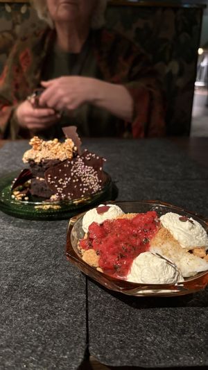 Klappgröt with strawberries and mint - like a deconstructed cheesecake vibe  at ÖUR in Stockholm