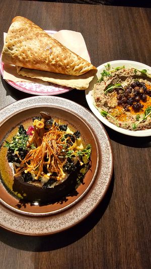 Mushroom pie and smoked bean dip at ÖUR in Stockholm