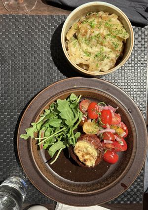 Juicy marbles and potato gratin.  at ÖUR in Stockholm