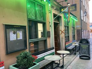 The entrance (the restaurant itself is in the very cosy basement!)  at ÖUR in Stockholm