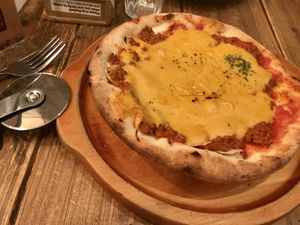 Bolognese pizza   at Paprika Shokudo Vegan in Osaka