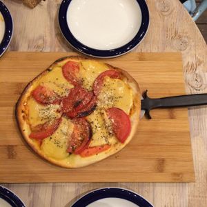 margherita pizza with soy cheese  at Paprika Shokudo Vegan in Osaka