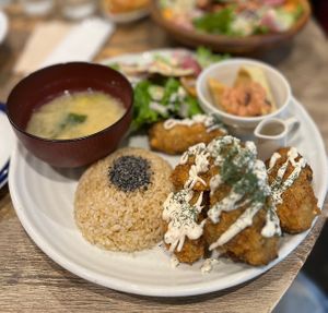 deep-fried oysters set meal #Veganuary at Paprika Shokudo Vegan in Osaka