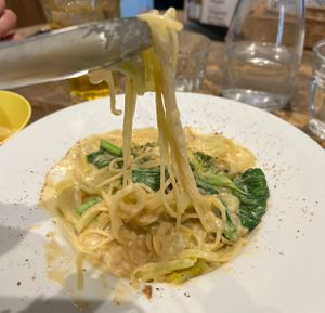 Soy cream spaghetti  #Veganuary at Paprika Shokudo Vegan in Osaka